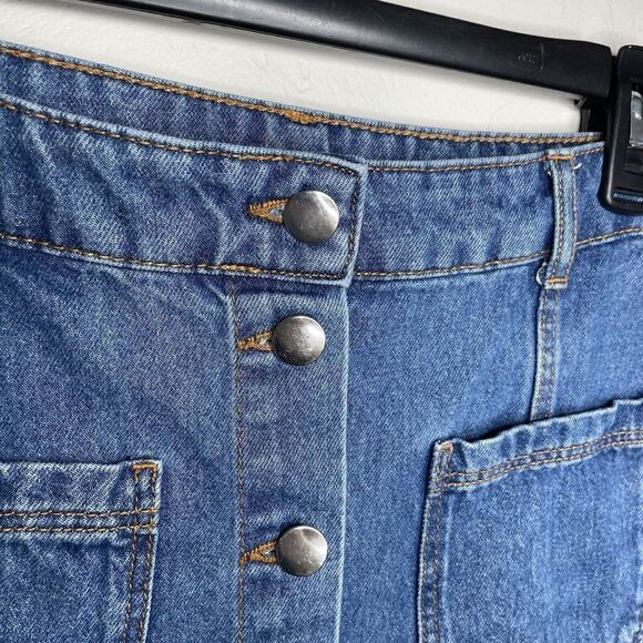H&M Divided Denim Skirt Womens 6 Button Front Jean Mini 100% Cotton Pockets - Picture 3 of 9